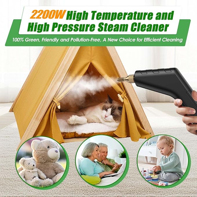 2500W Steam Cleaner for Home & Car, 15s Heat-Up Handheld Steamer for Cleaning, 1.2L Portable High Steam Cleaners, 6-Level Steam Control with 14 pcs Accessories Kit for Car, Floors, Couches, Grout