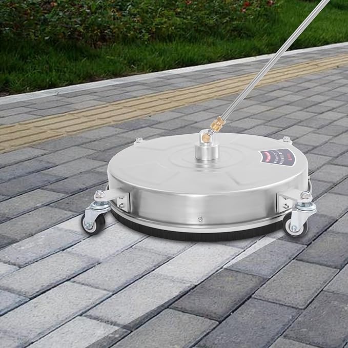 18-inch Driveway Pressure Washer Surface Cleaner, Surface Cleaner with 4 Wheels and 33.9-Inch Long Pole, 5000 PSI 4 GPM Stainless Steel Surface Cleaner for Houses, Driveways, Decks, Patios, Gardens