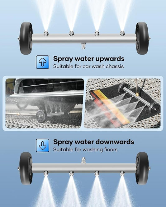 Saker Undercarriage Pressure Washer,16 Inch Pressure Washer Undercarriage Cleaner,4000 PSI Undercarriage Washer Attachment Under Car Cleaner with Pressure Washer Gun and 3 Extension Wands