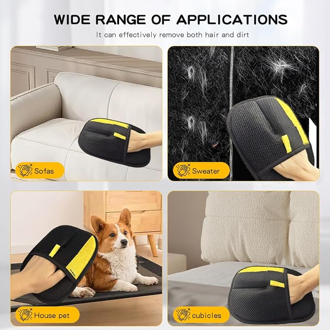 Electrostatic Pet Hair Removal Gloves | Quick Wiping - Reusable & Washable for Sofa Clothing Pet Beds Effortless Cats & Dogs Hair Remover for Busy Pet Owners - Image 3