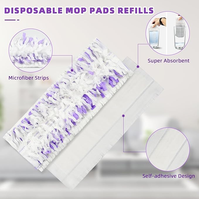 15 Pack Disposable Moping Pads Refills for Power Mop??? Multi-Surface Mop and PowerMop??? Wood Mop, Replacement Mop Pads for Floor Cleaning