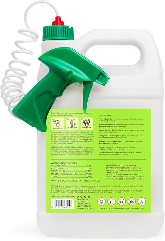 Nature’s Dome Pest Control Spray 1 Gallon | 100% Natural Ant Killer & Bug Spray for Indoor & Outdoor Use | Eco-Friendly Bug Spray for Flea, Ticks, Ant & Mosquitos | Safe for Pets and Kids