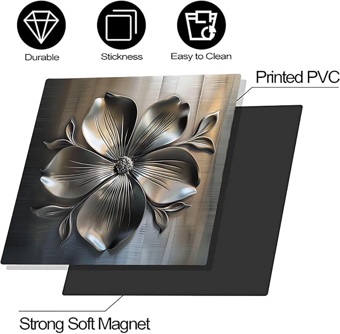 Metal Flower Dishwasher Magnetic Cover for Door Front, Retro Style Stainless Steel Refrigerator Magnet Decor Sticker, Dishwasher Magnet Panel Decal for Fridge Home Appliance 23 W x 17 H inches