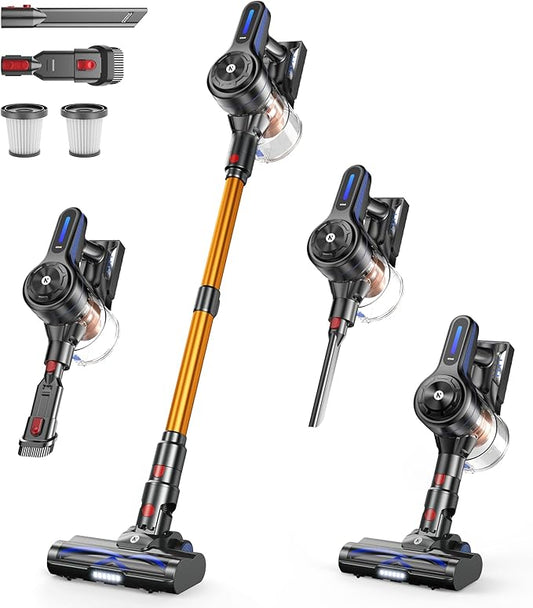 NADALY Cordless Vacuum Cleaner, 500W 40KPa Self-Standing Stick Vacuum with 45-Min Runtime, Anti-Tangle V-Shaped Brush, 1.5L Large Dust Cup, Lightweight for Hardwood Floor Carpet Pet Hair