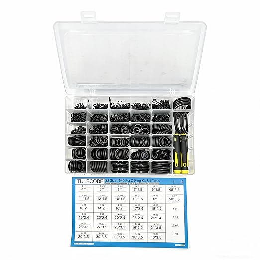 32 Size 1540 Pcs Universal Metric Nitrile Rubber(NBR) O Ring Assortment Kit & 4 Tools for Various car Auto Hydraulic Faucet Plumbing Pressure Washer Air or Gas Sealing Repair Home Repair