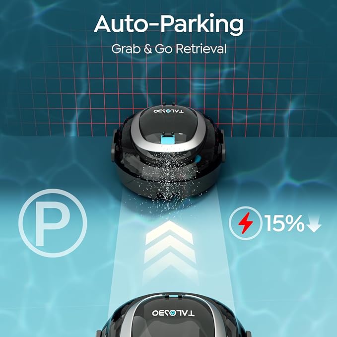 [2026 New] TALOSBO S2 Robotic Pool Cleaner – Dual-Layer Filtration, 90-Min Runtime, Powerful Cordless Pool Vacuum for Above-Ground & Flat Pools, Efficient Debris Removal & Auto-Parking Design