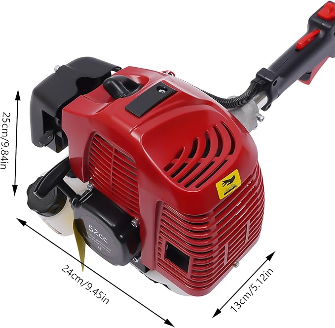 2-Stroke 52CC Gas Power Handheld Sweeper, Motor Side-Mounted Sweepers Snowplow Broom Driveway Turf Lawns Artificial Grass Power Brush Lawn Sweeper Cleaner Tools (52CC 2.3HP)