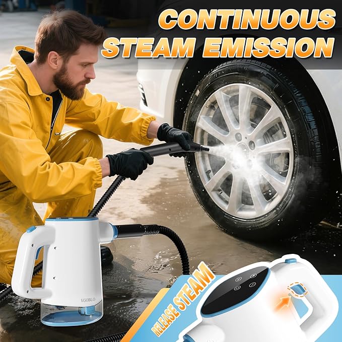 Handheld Steam Cleaner for Home, Pressurized 15s Instant Heat Steam Cleaner, 500ml Removable Water Tank & Self-Clean, Portable Multi-Surface Steamer for Cleaning, Kitchen, Bathroom, Car, Floor