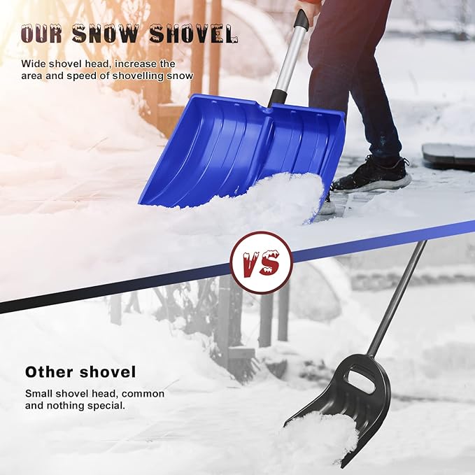 SUPVOX Snow Shovel Ice Scraper Large Remover Tool for Winter Car and Driveway Cleaning