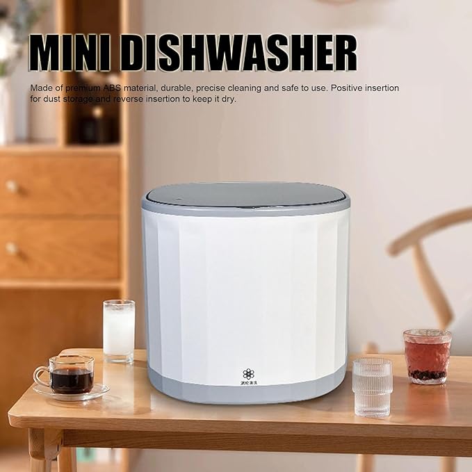 Mini Dishwasher, Portable and Fully Automatic with 360° Omni Directional Function, 4L 5V USB Rechargeable, Ideal for Washing Dishes, Tea Cups at Home