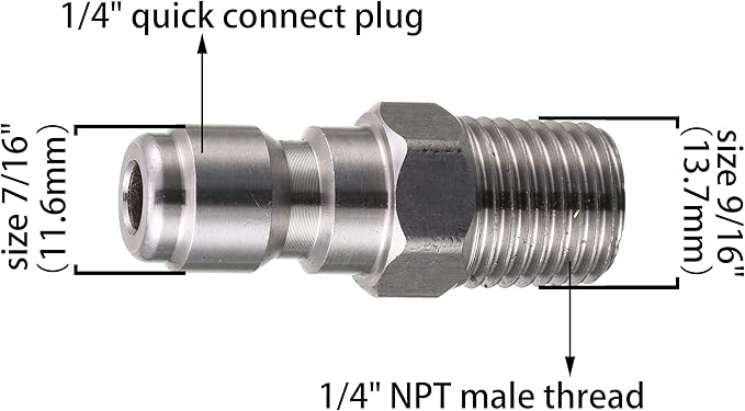 Tool Daily Pressure Washer Coupler, Quick Connect Plug, 1/4 Inch Male NPT Fitting, 5000 PSI, 2-Pack