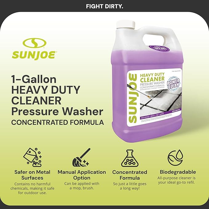 Sun Joe House and Deck All-Purpose Pressure Washer, Concentrated Cleaner and Degreaser, Unscented, 1 Gallon - Cleaning Solution for Home, Garage, Patio, Driveway, and Outdoor Surfaces, SPX-APC1G