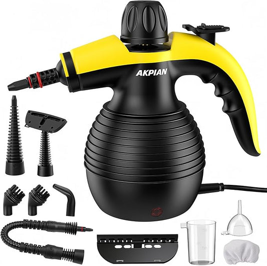 Handheld Steam Cleaner, 1050W Multipurpose Portable Steam Cleaner with 10 Accessories, Chemical-Free High Pressure Steamer for Tile, Grout, Floor, Kitchen, Bathroom, Car Interior, Windows