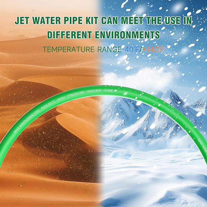 Sewer Jetter Kit for Pressure Washer 200FT – 5800PSI High-Pressure Drain Cleaner, M22 & 1/4'' NPT Universal Fit, Unclog Gutters & Sewer Lines, Durable Jetter Hose for Homeowners & DIYers (200FT)