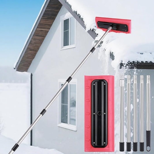 Roof Rake for Snow, Snow Roof Rakes Removal Tool Shovel for House , Adjustable Telescoping Plate Stainless Steel Telescopic Pole for Roof Car Outdoor Snow Cleaning (94.5in)