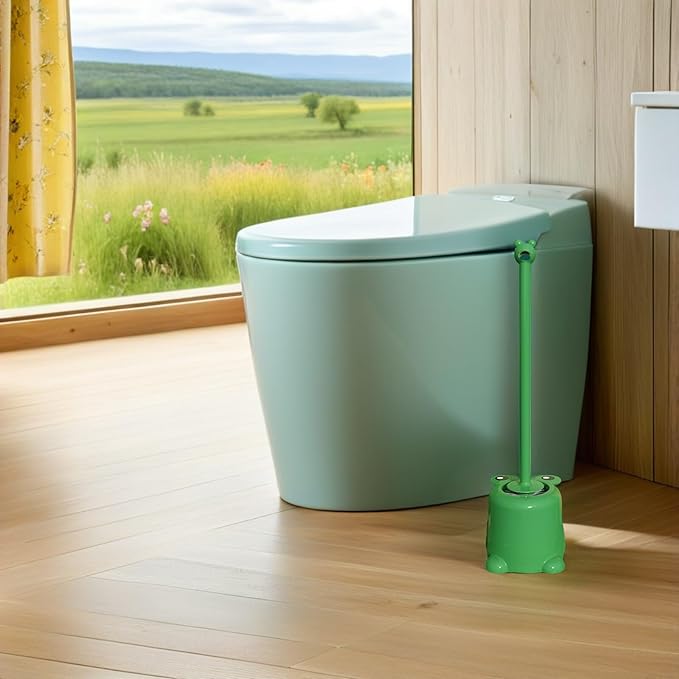 Beaupretty Frog Toilet Brush with Holder Set Long Handle Soft Bristles Cute Cartoon Frog Design Efficient Toilet Cleaning for Home Office Bathroom