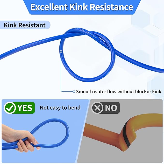 Pressure Power Washer Hose 50 FT x 1/4", Super Flexible Kink Resistant Car Washer Replacement with M22 Fittings & 3/8" Quick Connect Adapters for Ryobi Troy Bilt Flexzilla Greenworks & More, 4200PSI