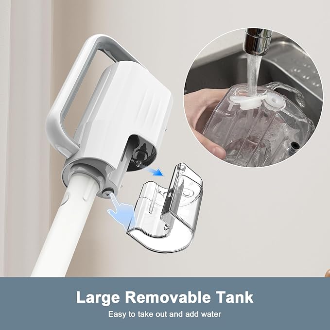 6-in-1 Steam Mop, 1200W Rotated Steam Cleaner for Home, 2 Modes, 400ML Removable Tank, 23FT Cord, 2 Washable Pads, Multi-Surface Steamer for Hard Floor, Laminate Floor, Tiles Cleaning (Pearl White)