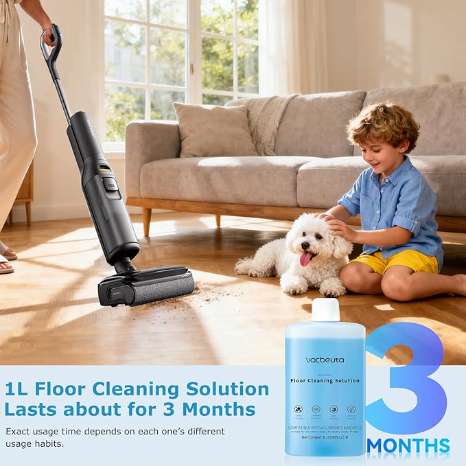 Cleaner Solution for Roborock Cleaning Solution Residue & Streak Free, Compatible with Roborock Robot Vacuum with Mopping and Wet & Dry Floor Cleaner Solution Pet Safe for Hardwood 1L, 33.8 Fl. OZ