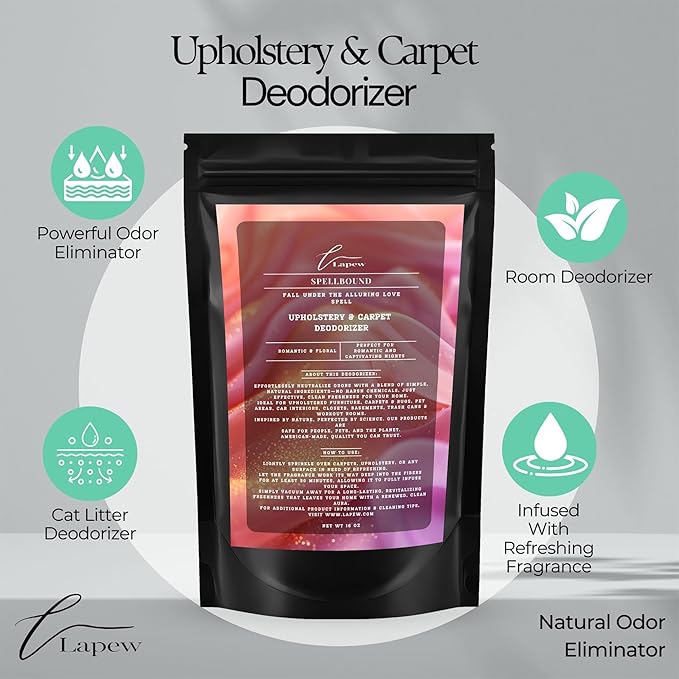 Lapew Spellbound Scented Cleaning Bundle | Carpet Deodorizer Powder (16 oz) & Mop Soap Concentrate (36 oz) | Pet-Friendly Odor Eliminator