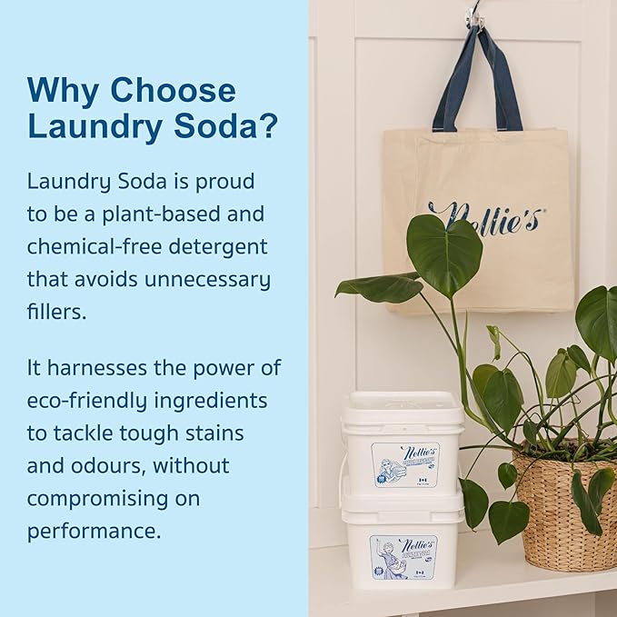 Nellie’s Laundry Soda – Concentrated Powder Detergent – 500 Load Bulk Format – Gentle, Fragrance-Free, Effective on Stains – Compatible with HE & Standard Machines, Septic Safe – Made in Canada