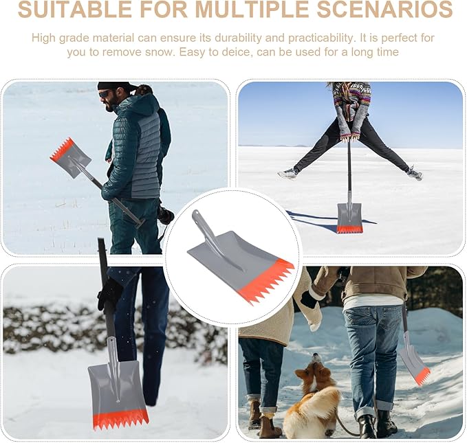 Outdoor Ice Breaking Shovel with Replaceable Metal Blade High-Strength Professional Ice Remover Tool Low-Temperature Resistant Shovel for Driveway and Windshield Deicing