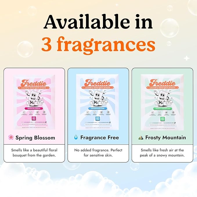 Freddie Laundry Detergent Sheets - Recyclable Packaging - No Mess Strips (Value Box (180 Loads), Frosty Mountain)