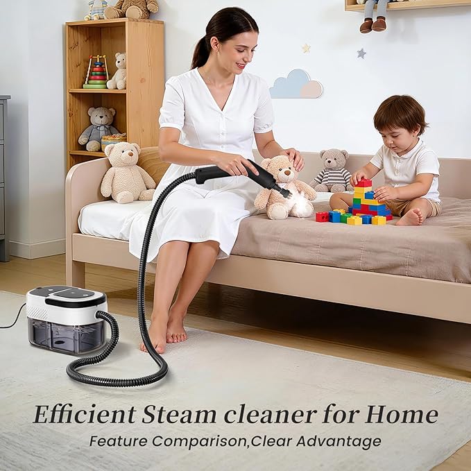 Steam Cleaner for Home & Car-Portable Handheld Steamer for Cleaning 3-Level Adjustable, 15s Heat-Up, Handheld Steam Cleaner for Home
