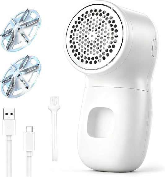 Rechargeable Fabric Shaver Lint Remover, 2 Blades Defuzzer for Clothes Couch Furniture Blankets by TEKI