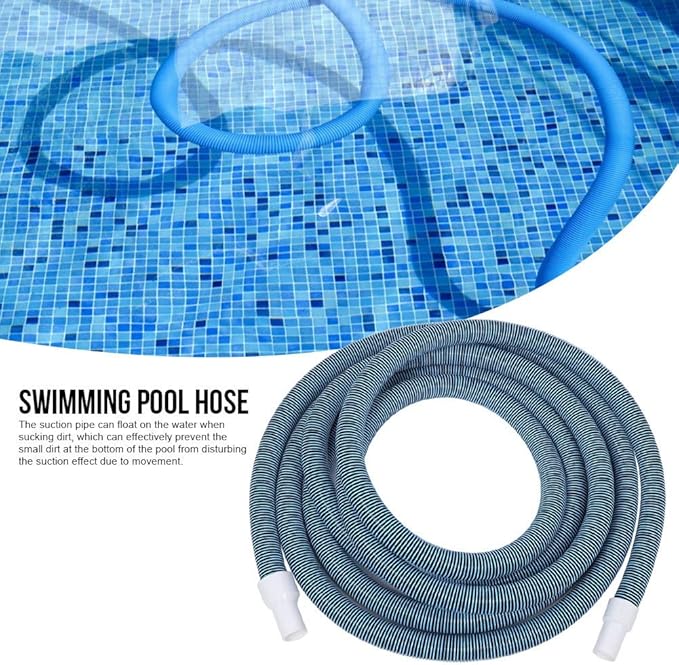 Swimming Pool Hose Vacuum Suction 15m Premium Floating Wavy Design Heavy Duty Plastic Pool Cleaning Tool for Outdoor Bubble Hot Spring SPA Bath Small Swimming Pools