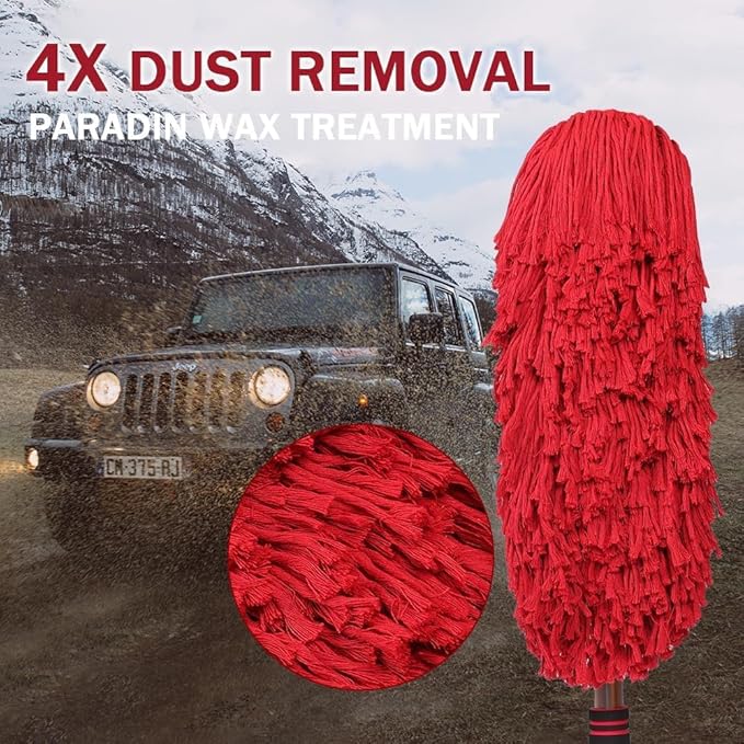 Car Cleaning Supplies，Car Duster Exterior Scratch Free,with Wax Cotton Hair， Dust Brush with Extendable Telescoping Handle to Remove Dust Pollen,Duster for RV,Truck,and Motorcycle