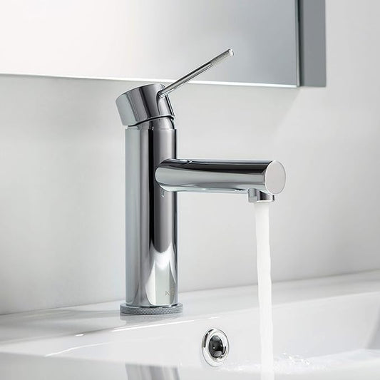 KIBI KBF1010 Solid Brass Single Handle Single Hole Circular X Faucet for Bathroom Sink | High Arc Faucet Spout | Chrome Finish | Corrosion and Rust Resistant