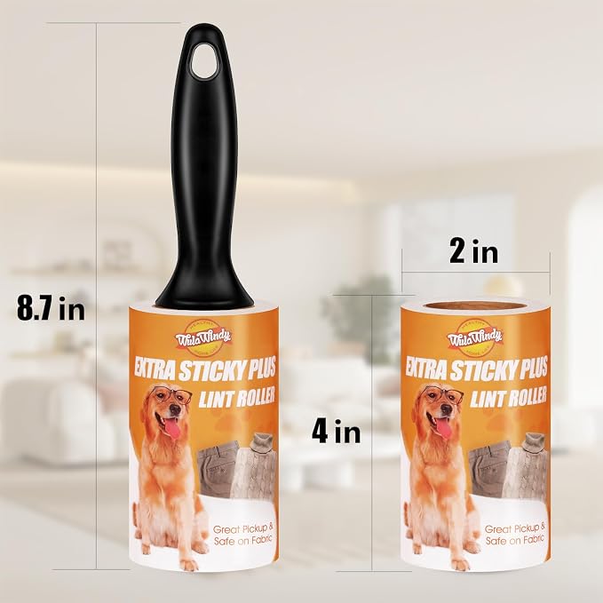 WulaWindy Extra Sticky Lint Rollers for Pet Hair, 240 Sheets, 4-Pack | Extra-sticky lint roller with 240 easy-tear sheets and reusable handle for pet hair, lint and dust on clothes and furniture. - Image 8