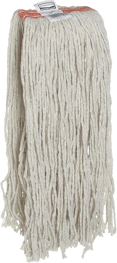 Rubbermaid Commercial Products Premium Cut-End Cotton Mop - 20 Ounce, 1" Headband, Heavy-Duty Industrial Wet Mop for Floor Cleaning Office/School/Stadium/Bathroom, Pack of 12, Cotton