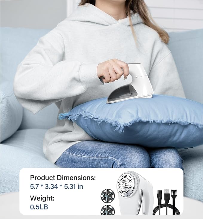 Bymore Fabric Shaver, Lint Shaver, Sweater Shaver for Clothes, White | Large 65mm head and six-leaf blades cover more area in fewer passes for fast, even care on sweaters, couches and furniture - Image 6