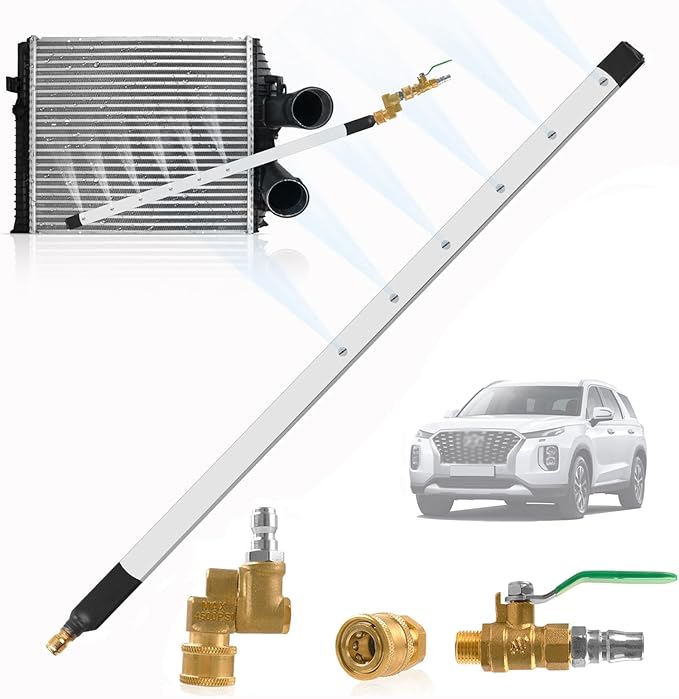 39 Inch Portable Radiator Cleaning Wand with Air Pipe Quick Connector, 4500 PSI High Pressure Radiator Cleaning Tool, Stainless Steel Radiator Flush Water Tank Cleaner for Household Cars Trucks SUV RV