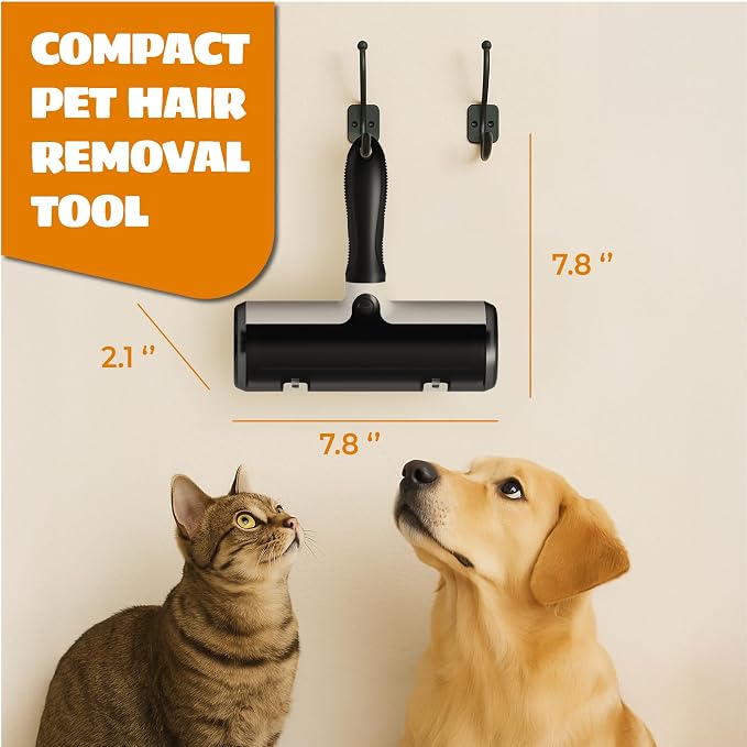 Pet Hair Remover and Reusable Lint Roller - Cat and Dog Hair Remover for Couch, Furniture, Carpet, Clothing and Bedding - Portable, Multi-Surface Fur Removal Tool (Black) - Image 5