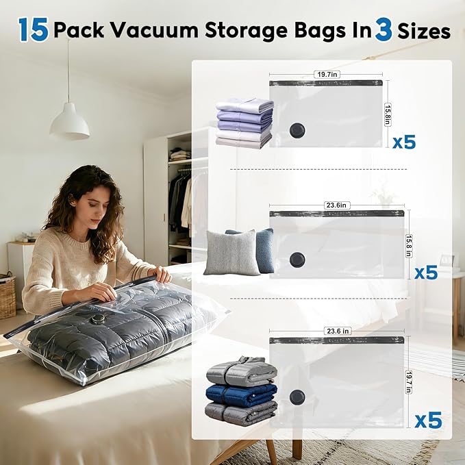 Space saving Vacuum Storage Bags for Travel Packing with Pump
