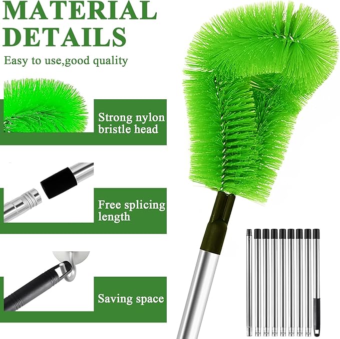 2 in 1 Gutter Cleaning Tools 12.8FT Adjustable Gutter Cleaning Tools from The Ground Gutter Cleaner Scoop Multi-Functional Gutter Cleaner Brush Easily Clear Roof Leaves Debris Roof Gutters