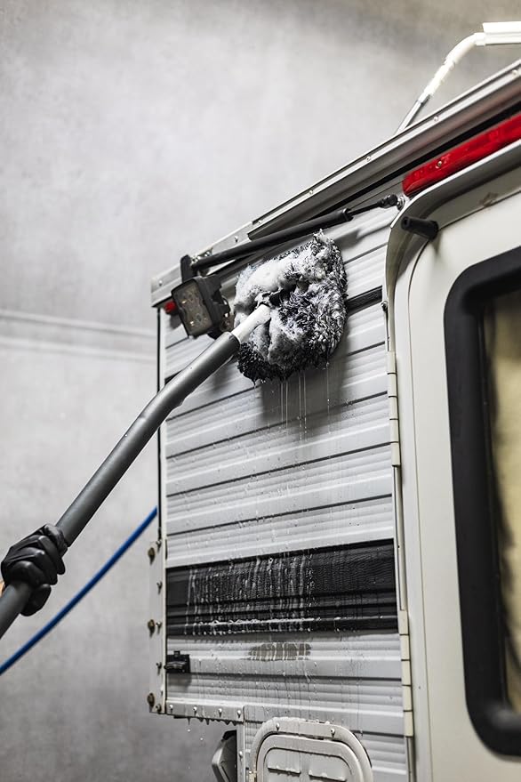 The Rag Company - Mitt on A Stick Pro+ | Clean Hard-to-Reach Roofs and Sides of Cars, Trucks, RVs, Semis & Trailers - Soft Microfiber Head and Extendable Foam Handle