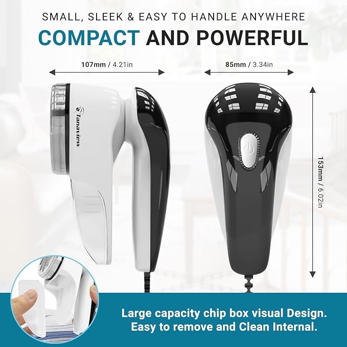 Power Corded Electric Fabric Shaver | No Battery, Pilling & Fuzz Remover for Clothes, Furniture, Couch, Sweaters, 6 Leaf Blades, Portable Defuzzer, Depiller - Image 4