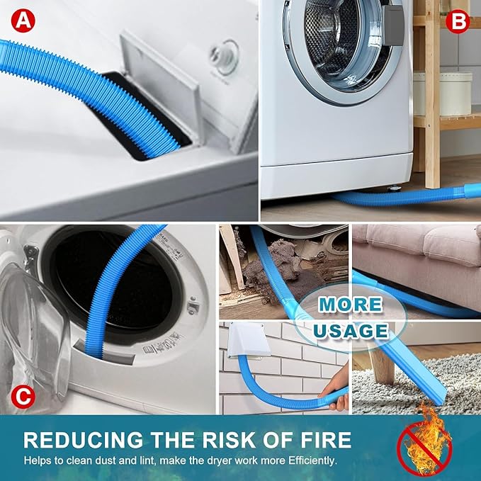 Sealegend 47-Pieces 40-Feet Dryer Vent Cleaner Kit, Dryer Cleaning Tools, Include Omnidirectional Blue Dryer Lint Vacuum Attachment, Dryer Vent Brush, Universal Vacuum & Dryer Adapters