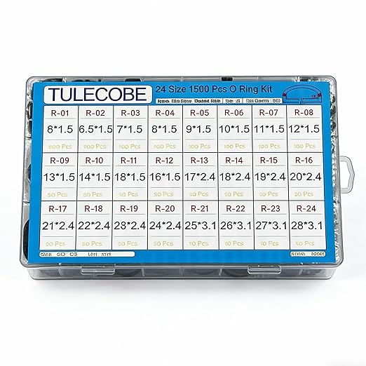 24 Size 1500 Pcs Universal Metric Nitrile Rubber(NBR) O Ring Assortment Kit for Various car Auto Hydraulic Faucet Plumbing Pressure Washer Air or Gas Sealing Repair Home Repair Home Repair