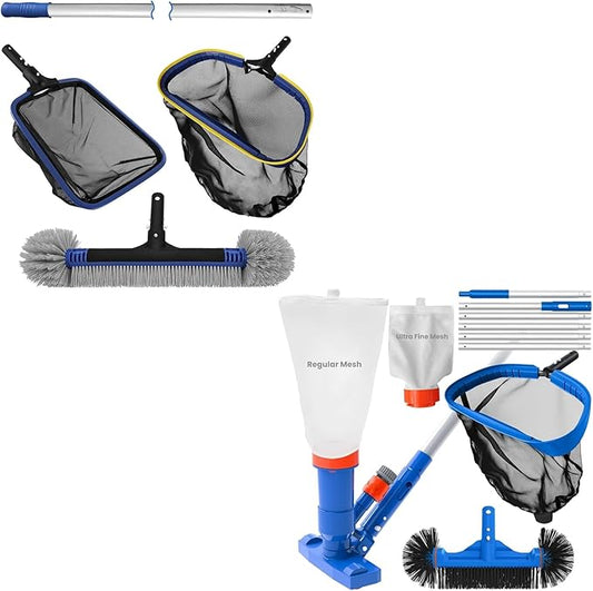 Poolvio Pool Cleaning Kit Bundle– Inground & Premium Above-Ground Combo Set