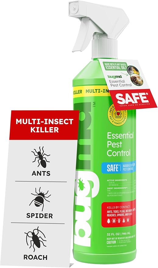 BugMD Ant Spray ?€? Insect & Pest Spray Indoor Safe for Pets, Roach & Spider Killer, Plant-Based Insect Repellent for Home, Flea & Fly Sprayer with Clove Oil, Plant-Based Essential Oil Formula 32 fl oz