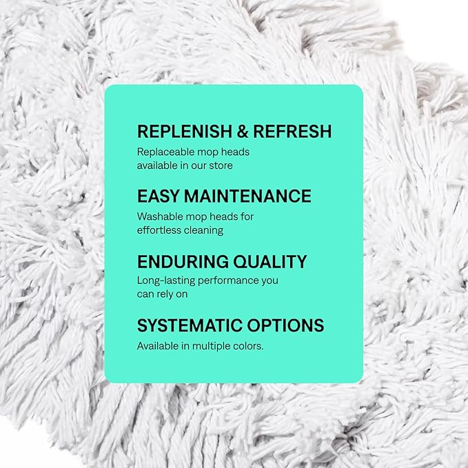 Commercial Dust Mop – 48 Inch Floor Sweeper for Hardwood, Reusable Cotton Mop Head, Extendable Handle, Dry Mop for Floor Cleaning & Janitorial Supplies