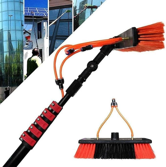 Telescopic Window Cleaner, Window Cleaning Pole Water Fed Pole Kit for Cleaner Conservatory Roof Photovoltaic Panel Cleaning Extendable Solar Panel Roof Cleaning Tools,30cmBrush-9mRod