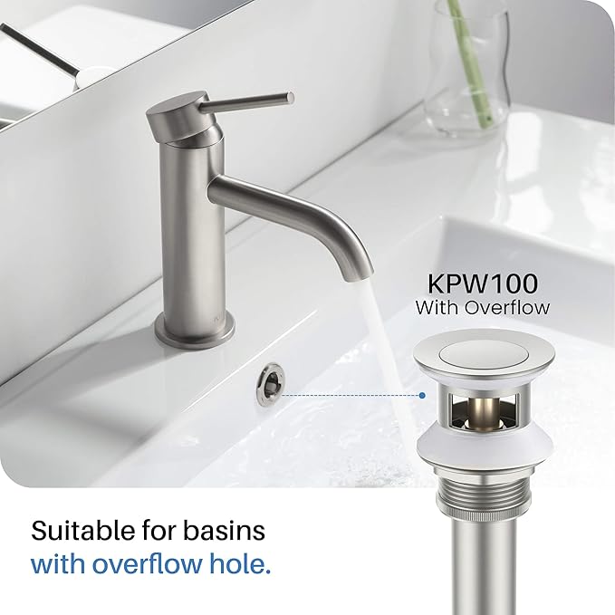 KIBI KBF1010 Solid Brass Single Handle Single Hole Circular X Faucet for Bathroom Sink | High Arc Faucet Spout | Brushed Nickel | Corrosion and Rust Resistant