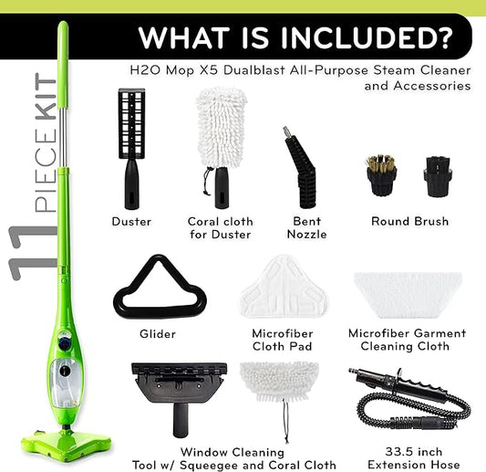 H2O X5 Dual Blast Steam Mop & Handheld Steam Cleaner | 5-in-1 Floor Steamer | Forward-Blast Mop Head for Edges & Tough Messes | Hardwood, Tile & Laminate Cleaner