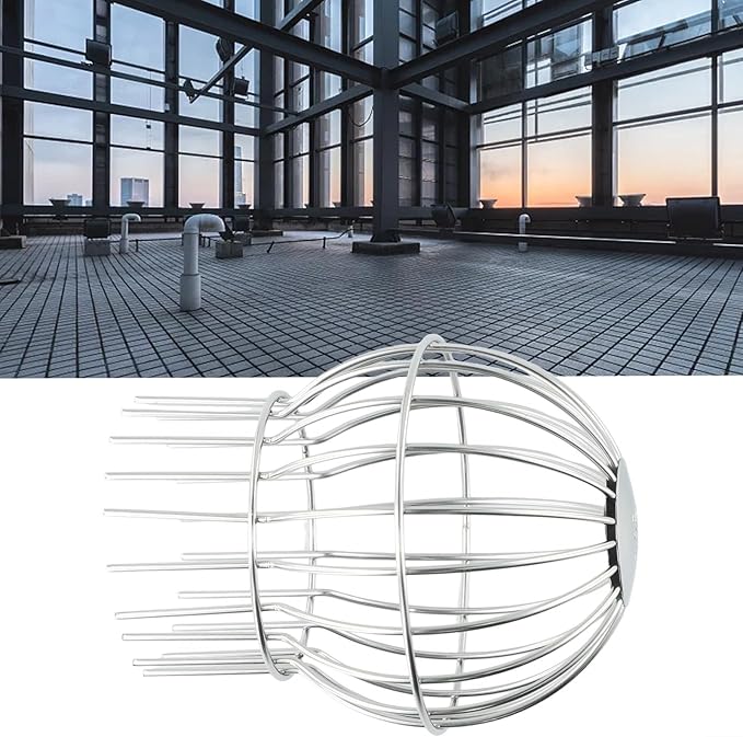 1PCS 304 Stainless Steel Gutter Guard, Outdoor Roof Anti-Blocking Line Cap Round Floor Net Cover Drainage Floor Line Leak Gutter Cleaning Tool, Mesh Guard Flexible Leaf Catcher(110MM)